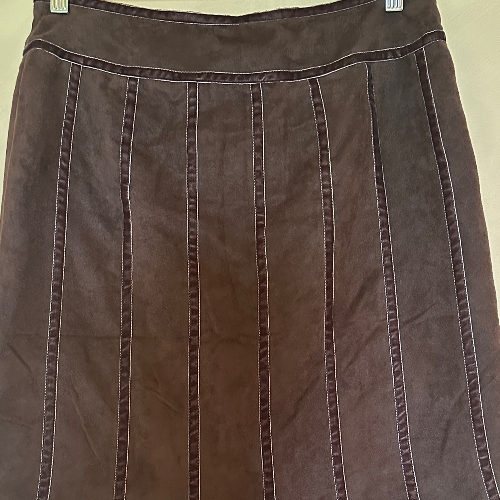 Alberto Makali Chocolate Brown Midi Skirt with Cutout Hem - Picture 5 of 5